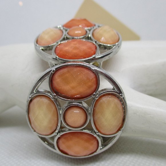 Cato Oval Round Pearch Orange Faceted Cabochon Bracelet Faceted Plastic Cabochon - Picture 2 of 10